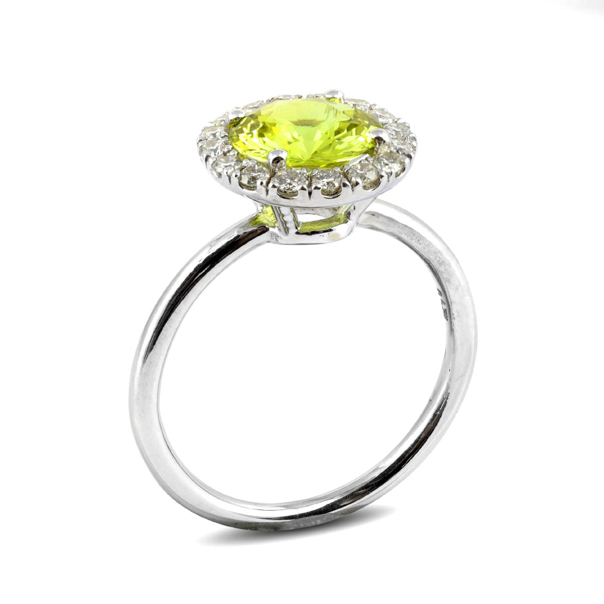 14K White Gold 2.06 TGW Chrysoberyl and White Diamonds One-of-a-Kind Ring