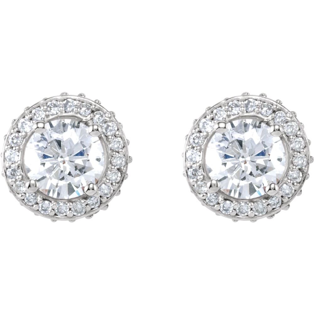 14k White Gold 1 1/3 CTW Natural Diamond Earrings