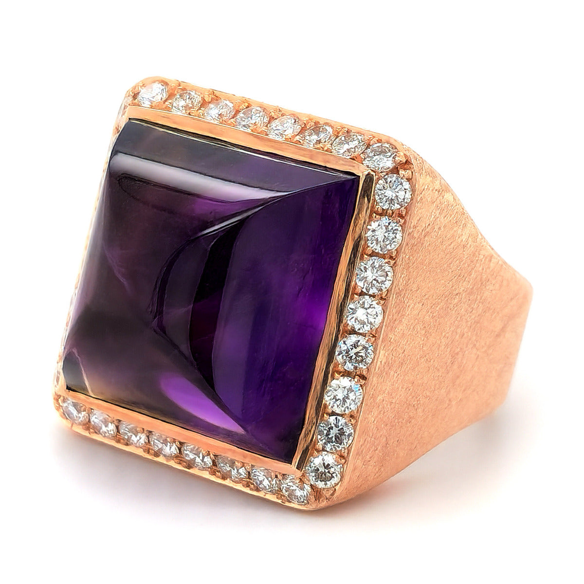 14K Rose Gold 16.15ct TGW Purple Amethyst and Diamond One-of-a-Kind Ring