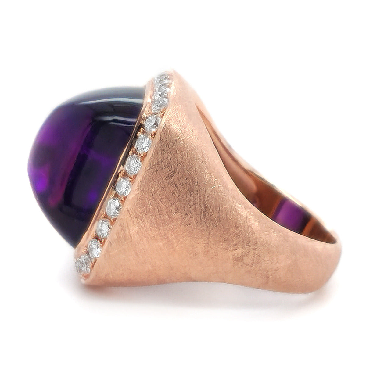 14K Rose Gold 16.01ct TGW Purple Amethyst and Diamond One-of-a-Kind Ring