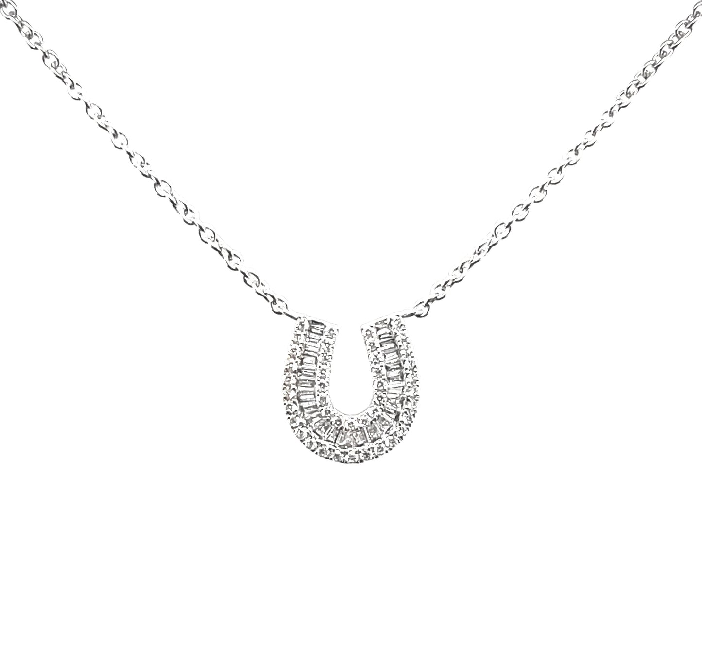 18k White Gold 0.31ct TDW White Diamond Horseshoe Necklace