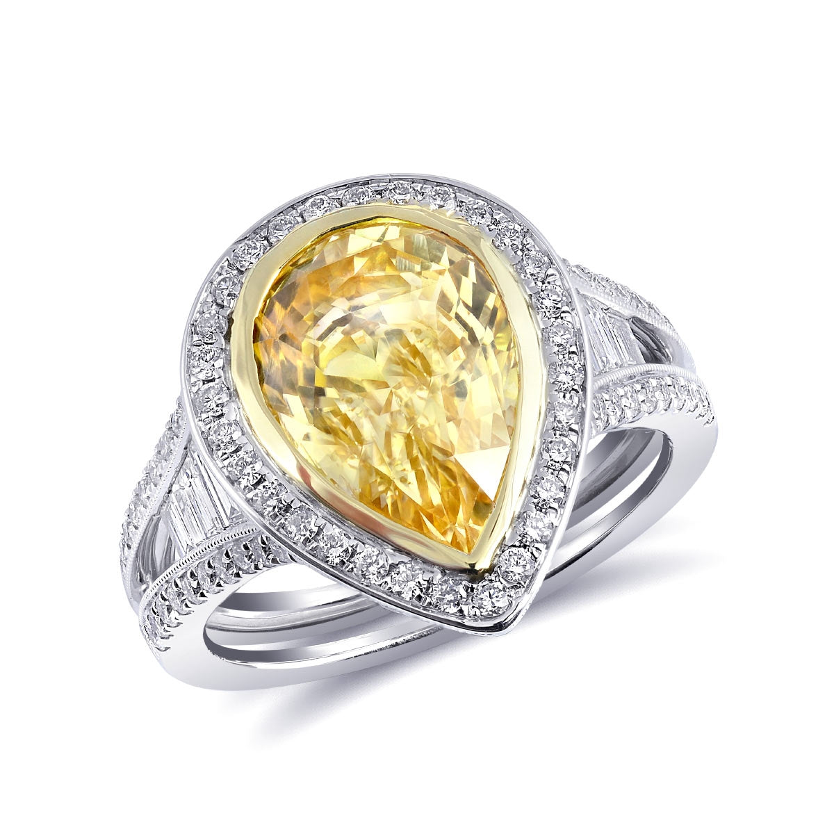 18K White Gold 5.94 ct TGW Yellow Sapphire One-of-a-Kind Ring