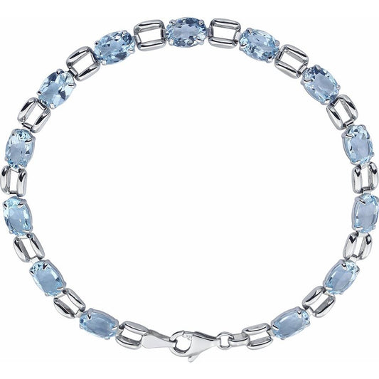 14k White Gold 7x5 mm Oval Natural Sky Blue Topaz 7 1/4" Bracelet