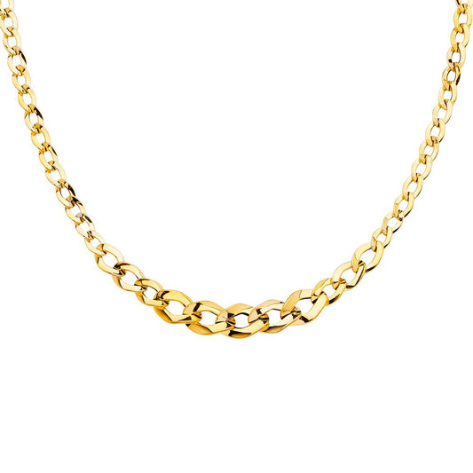 14K Yellow Gold Ladies Fancy Hollow Graduating Fancy Link Necklace