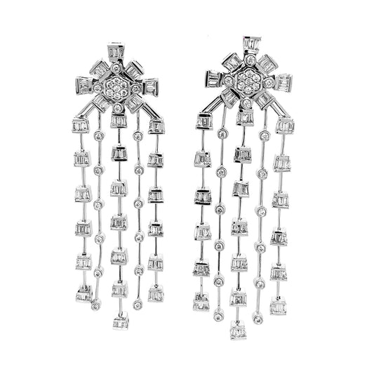 14k White Gold 2 1/2ct TDW White Diamond Starburst Drop Earrings