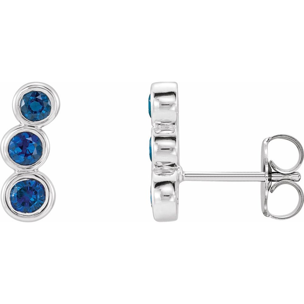 14k White Gold Natural Blue Sapphire Ear Climbers