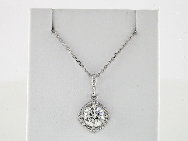 14k White Gold 1 CTW Natural Diamond Halo-Style 18" Necklace