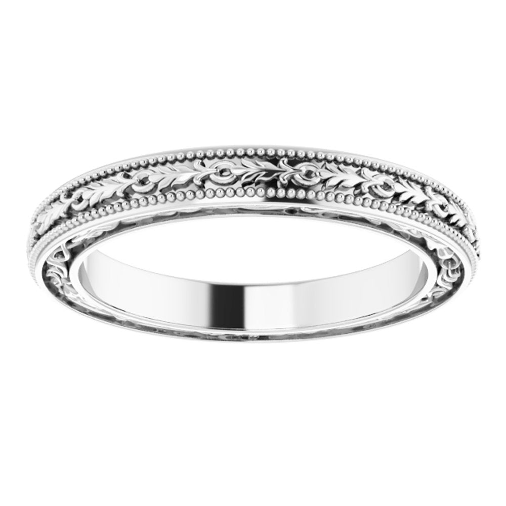 14K White Gold Sculptural Inspired Wedding Band Size 7