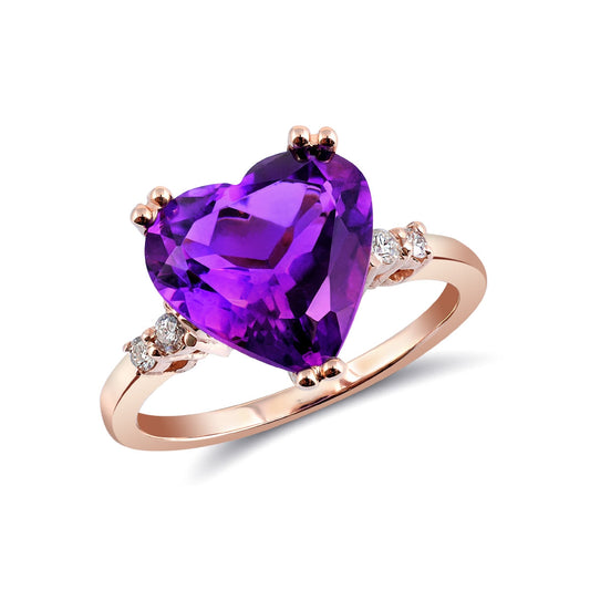 14K Rose Gold 3.97ct TGW Purple Amethyst and Diamonds One of a Kind Ring