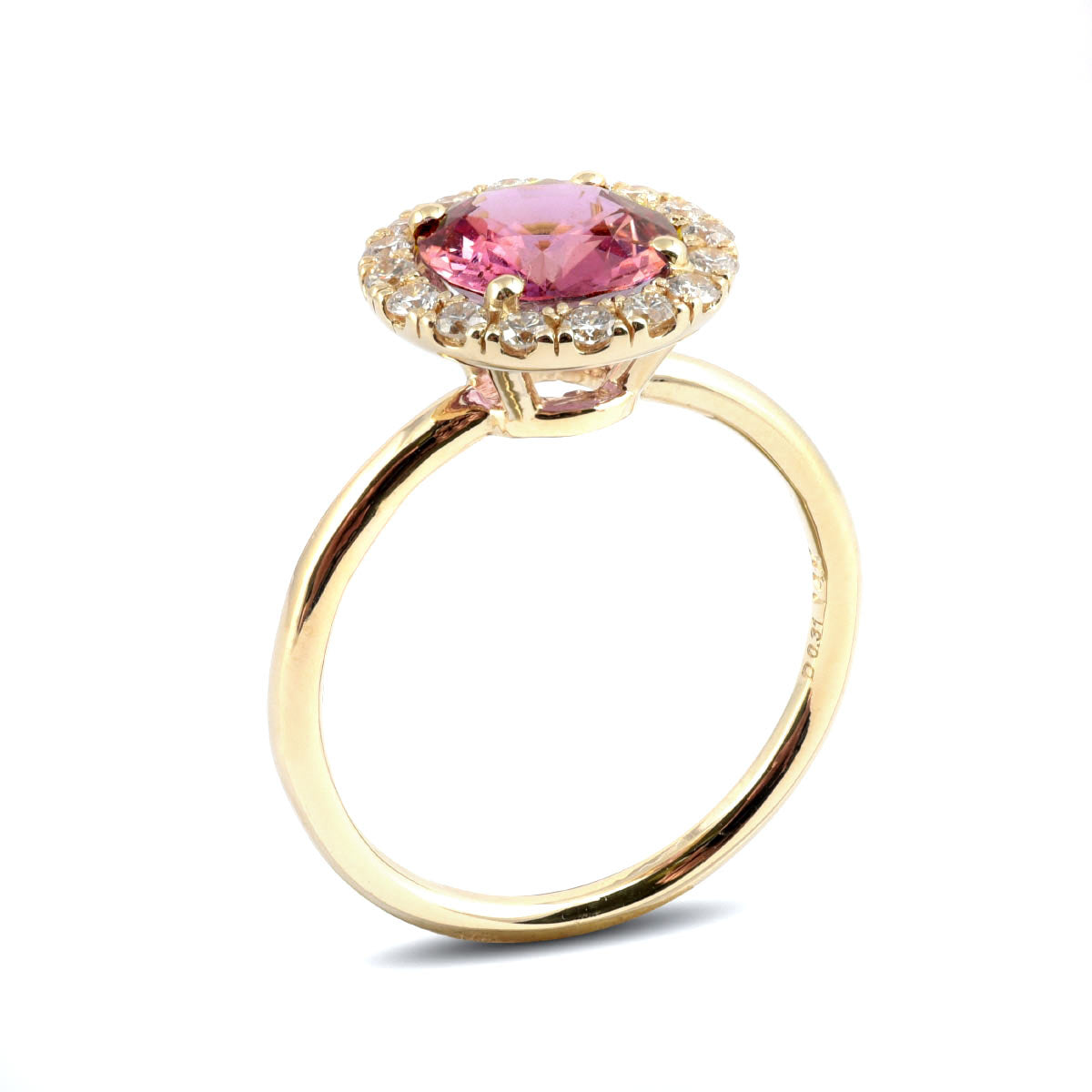 14K Yellow Gold 2.24 TGW Pink Sapphire and White Diamonds One-of-a-Kind Ring