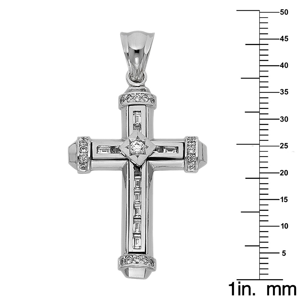 14k White Gold Cubic Zirconia Fancy Cross Pendant