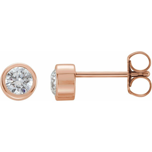 14k Rose Gold 1/2 CTW Natural Diamond Bezel-Set Earrings