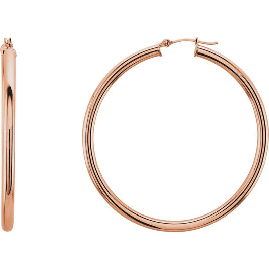 14K Rose Gold 48 mm Tube Hoop Earrings