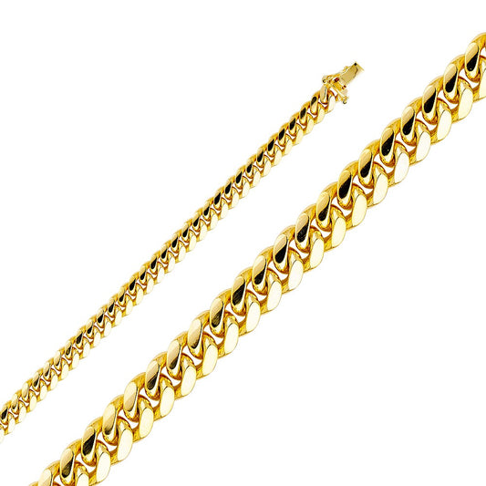 14k Yellow Gold 6.9mm Wide Miami Cuban Men's Chain Bracelet (8.5")