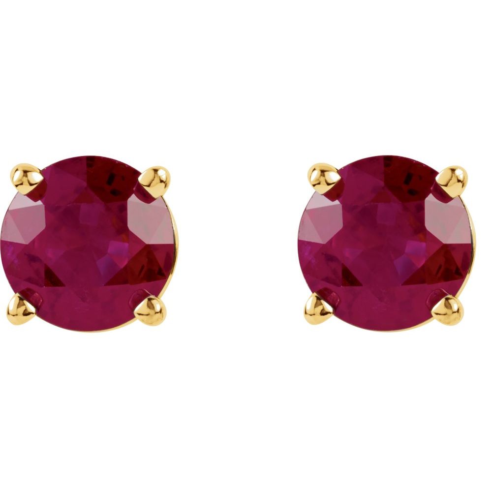 14k Yellow Gold 5 mm Natural Ruby Stud Earrings