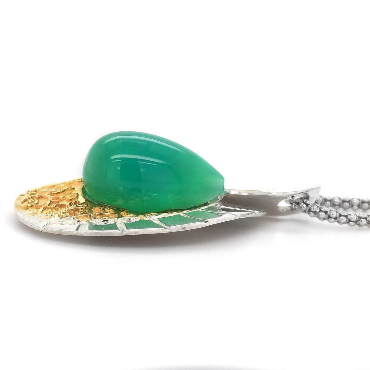 Silver 15.27ct TGW Green-Blue Agate One-of-a-Kind Pendant