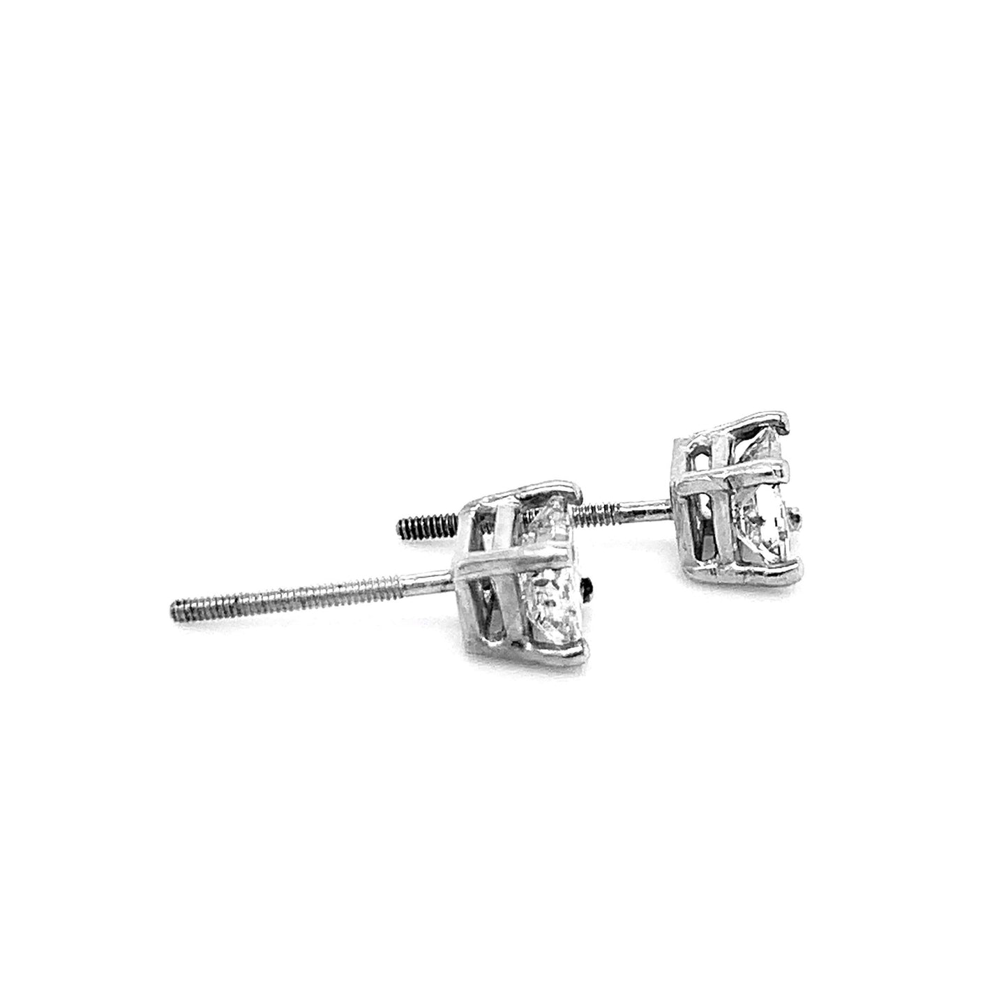 14k White Gold 5/8ct TDW Princess-cut White Diamond Solitaire Stud Earrings