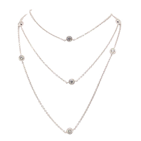 14k and18k White Gold 1.16ct Lab-grown White Diamond 36 inch Station Necklace