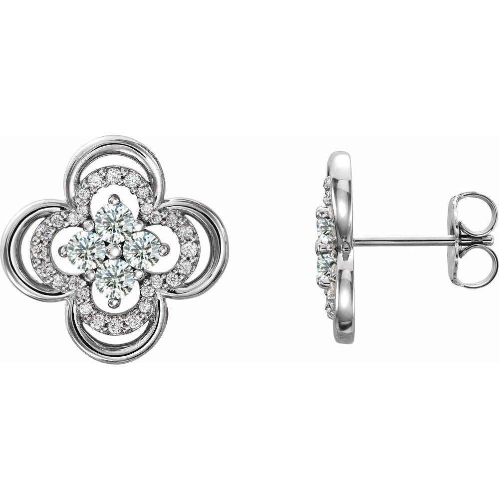 Platinum 5/8 CTW Natural Diamond Clover Earrings (G-H, SI2)