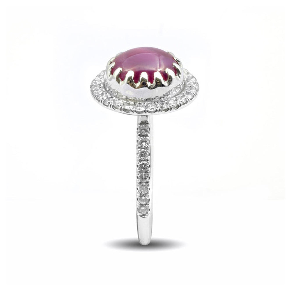 14K White Gold 4.2ct TGW Ruby and White Diamonds One-of-a-Kind Ring