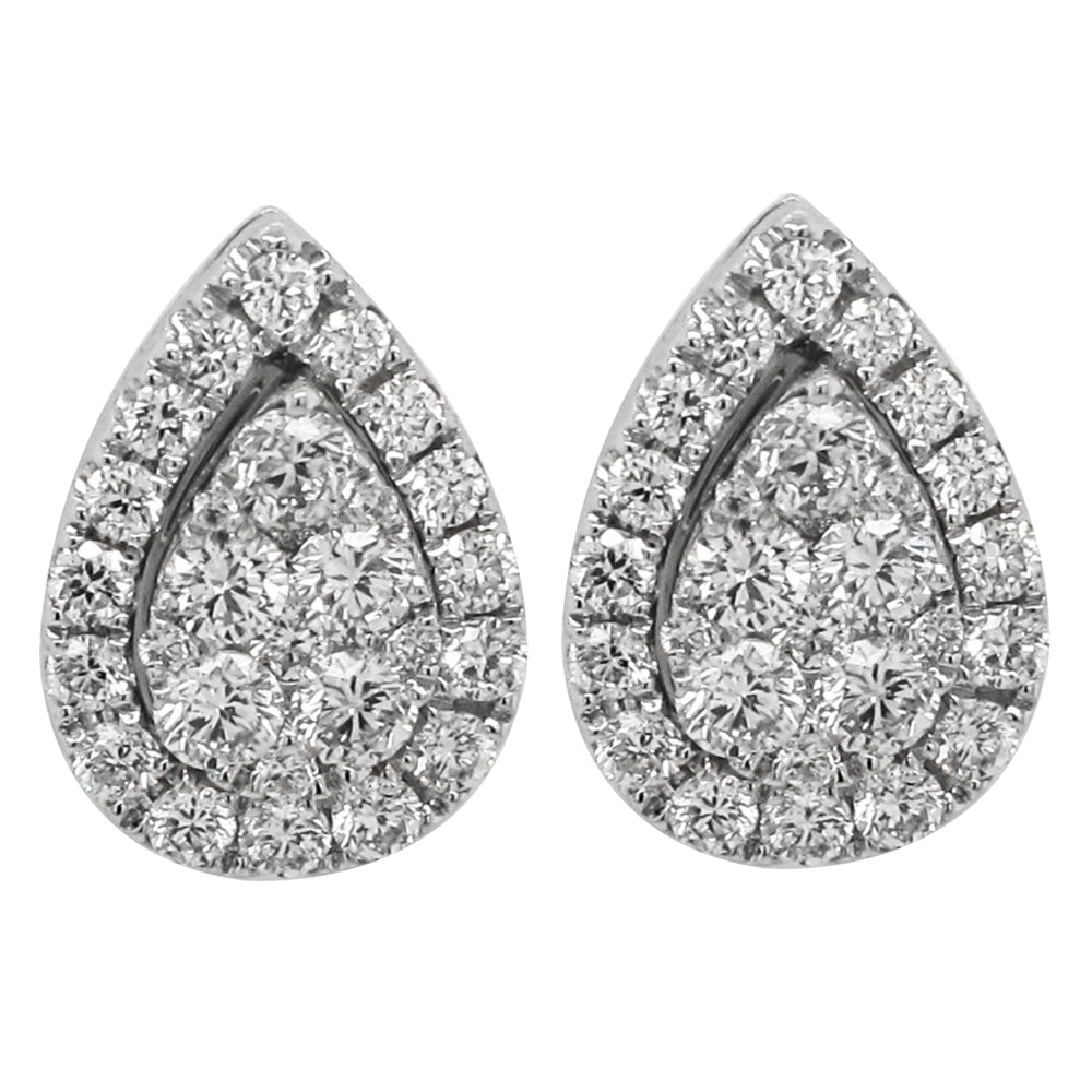 18k White Gold 3/4ct TDW White Diamond Pear Shape Mix-Match Stud Earrings