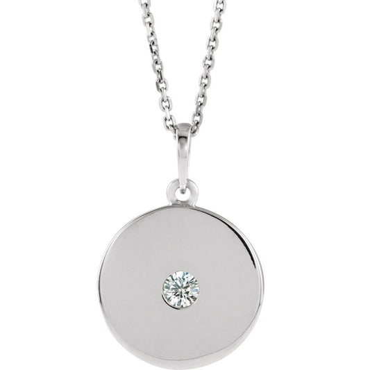 14k White Gold 1/10 CTW Natural Diamond Disc 16-18" Necklace