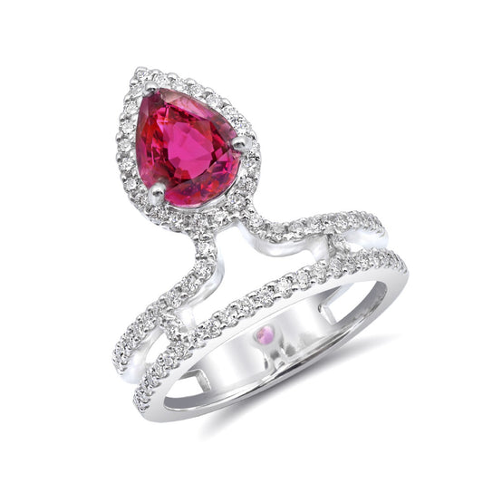 14K White Gold 2.48 ct TGW Ruby One-of-a-Kind Ring