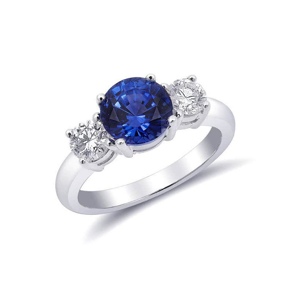 18k White Gold 2.8ct TGW Blue Sapphire and Diamond One-of-a-Kind Ring