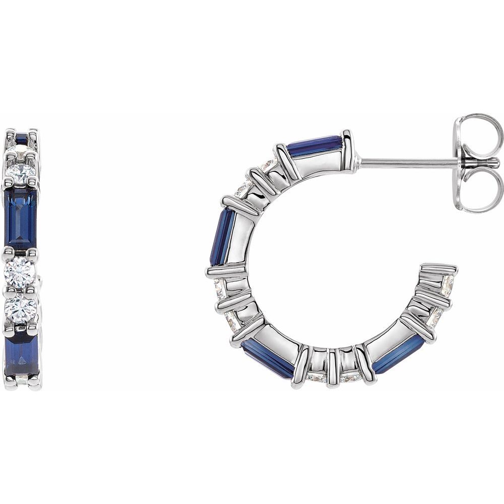 14k White Gold Natural Blue Sapphire & 1/2 CTW Natural Diamond Earrings