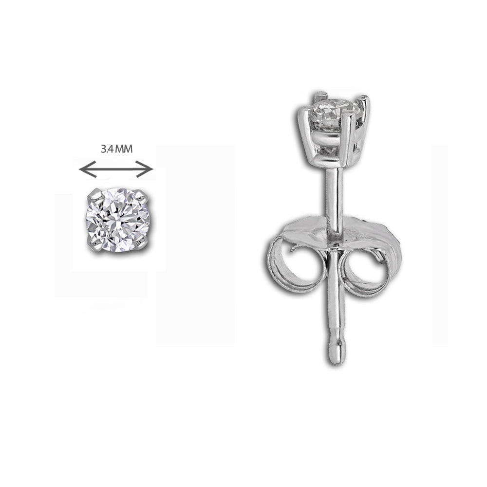 14k White Gold 1/3ct Lab-created White Diamond Solitaire Earrings