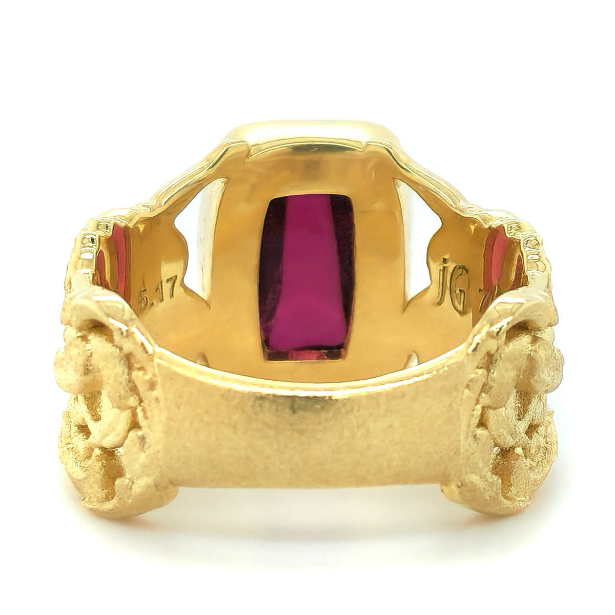 18K Yellow Gold 5.17ct TGW Purplish Red Rubellite One-of-a-Kind Ring