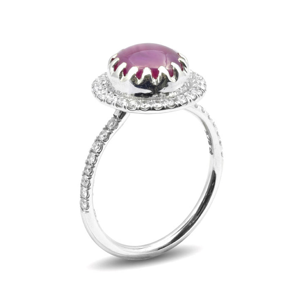 14K White Gold 4.2ct TGW Ruby and White Diamonds One-of-a-Kind Ring