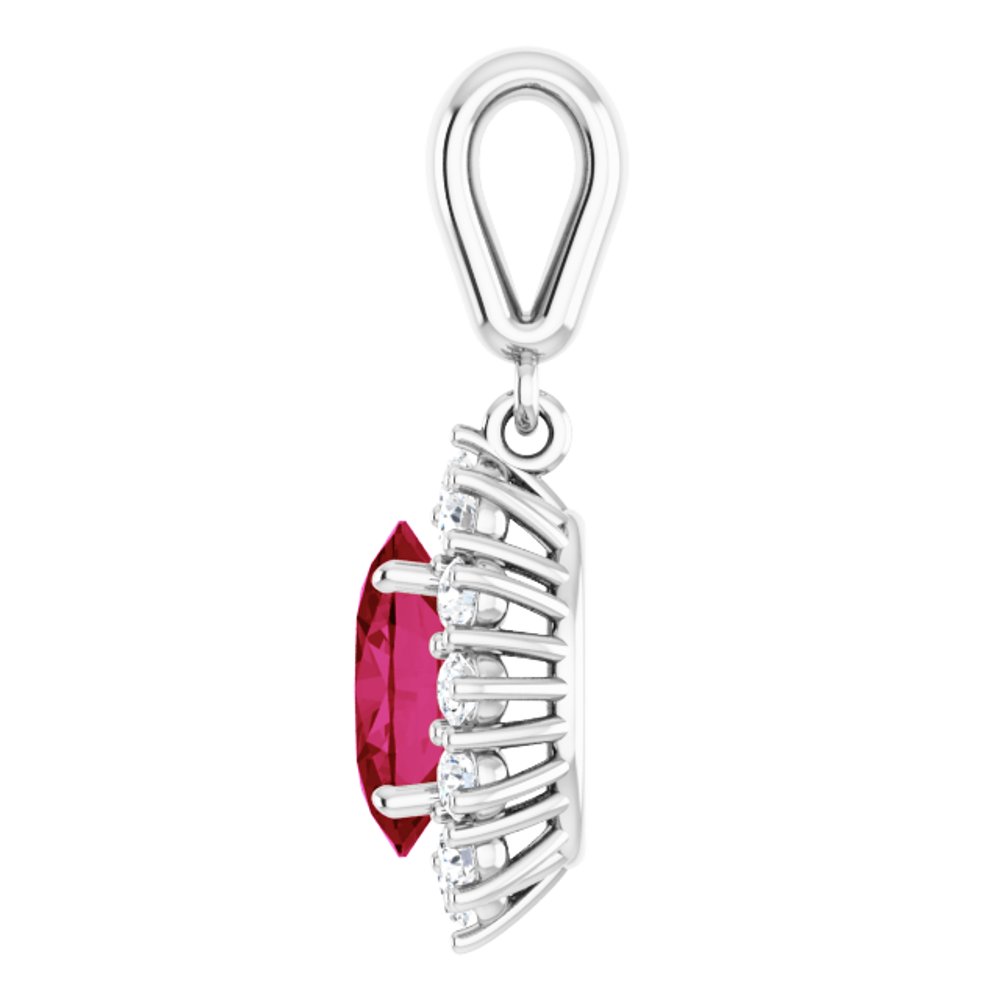 14k White Gold Lab-Grown Ruby & 1/3 CTW Natural Diamond Pendant