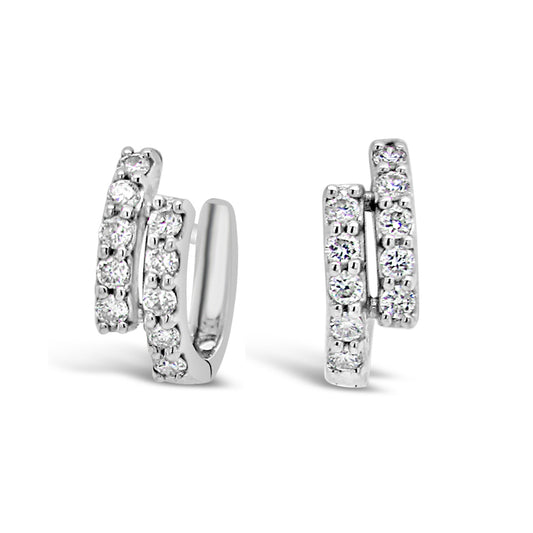 18k White Gold 1/3ct TDW White Diamond Double Hoop Earrings