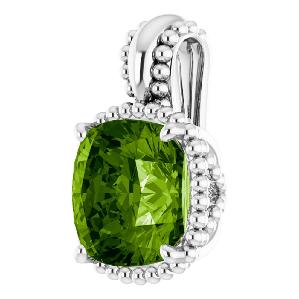 14k White Gold Natural Peridot Pendant