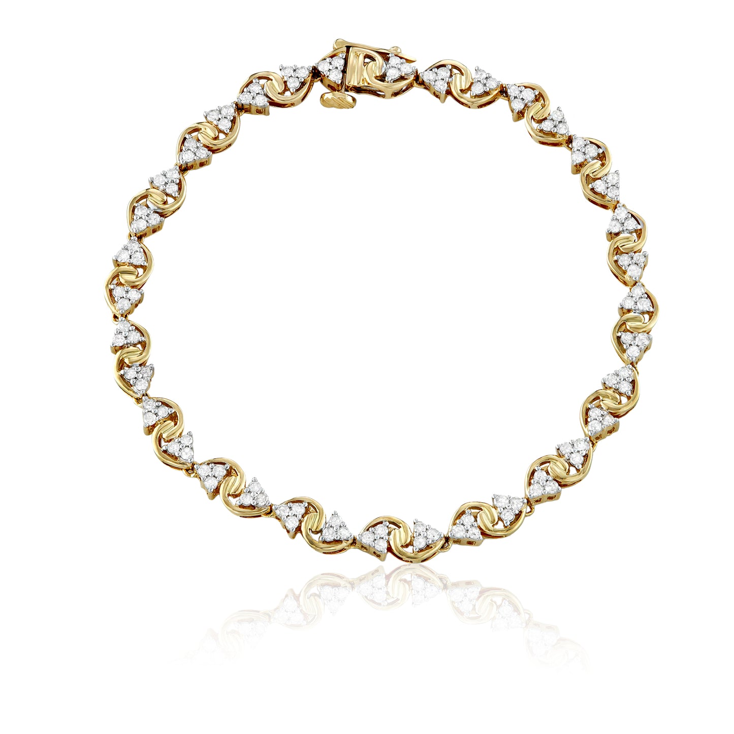 Yellow Goldplated Sterling Silver 0.20ct TDW White Diamond 7 Inch Link Bracelet