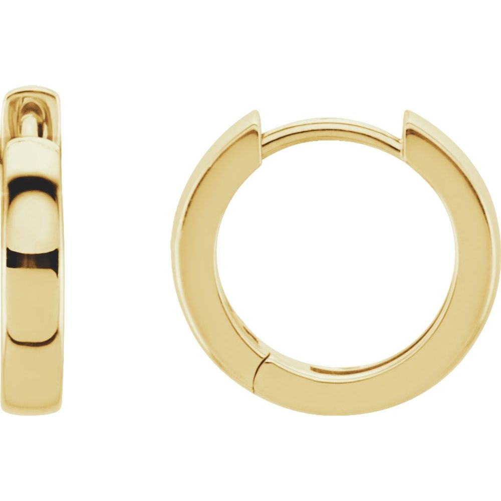 14K Yellow Gold 14 mm Hinged Hoop Earrings