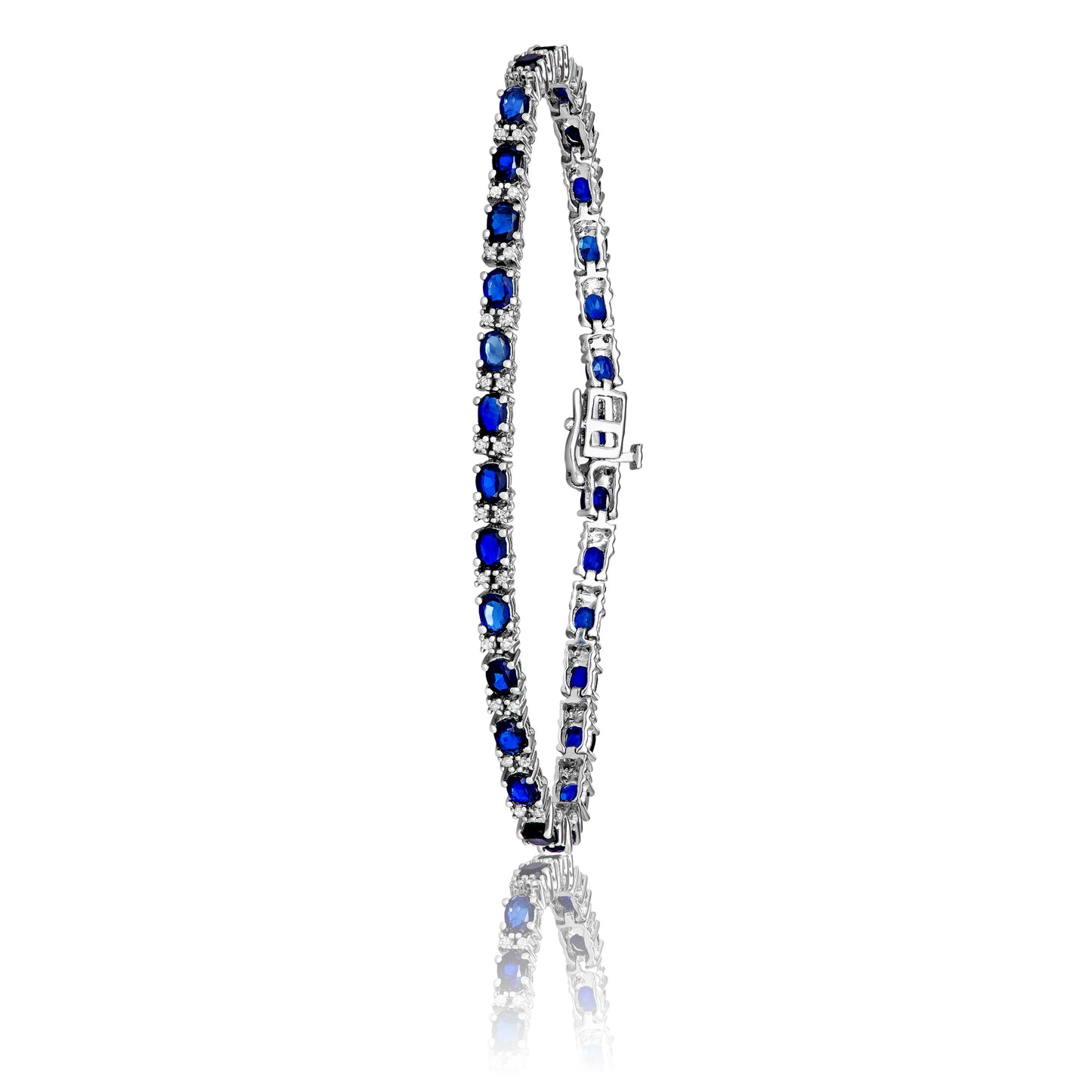 Sterling Silver 0.50ct TGW Blue Sapphire 8-inch Link Bracelet