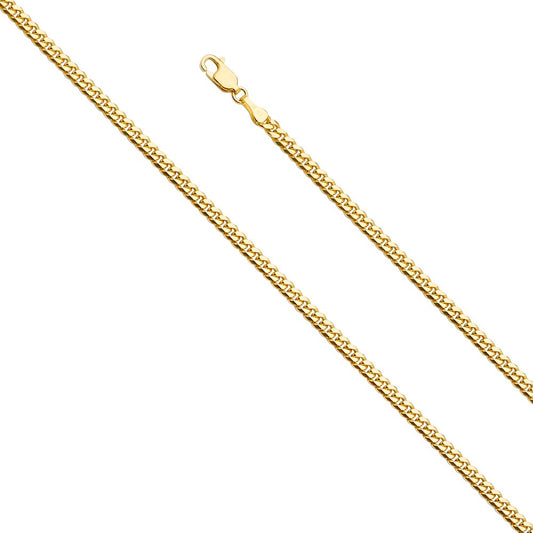 14k Yellow Gold 3.3mm Miami Cuban Unisex Chain Necklace