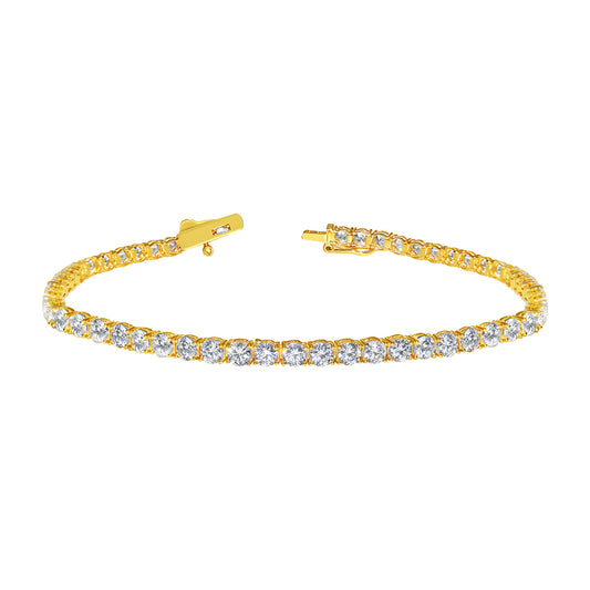 14k Yellow Gold 2.8-mm Round-Cut Cubic Zirconia Tennis Bracelet