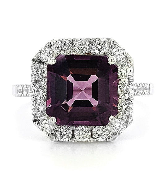 18K White Gold 4.22ct TGW Burmese Lavender Spinel and Diamond Ring