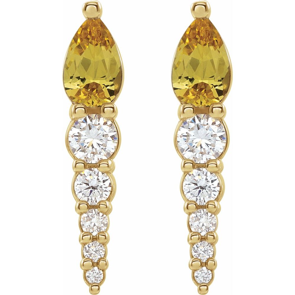 14k Yellow Gold Natural Citrine & 1/4 CTW Natural Diamond Earrings