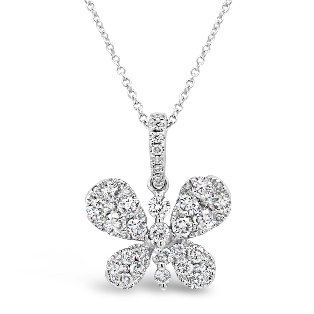 18k White Gold 1ct TDW White Diamond Butterfly Pendant Necklace