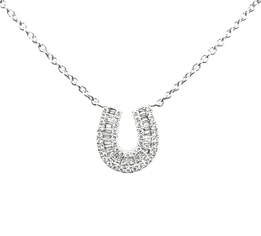 18k White Gold 0.31ct TDW White Diamond Horseshoe Necklace