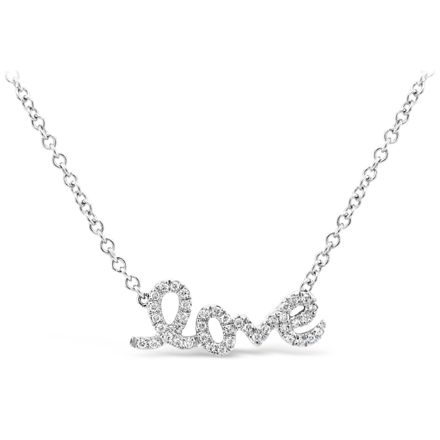 18k White Gold Diamond Accent 'Love' Necklace