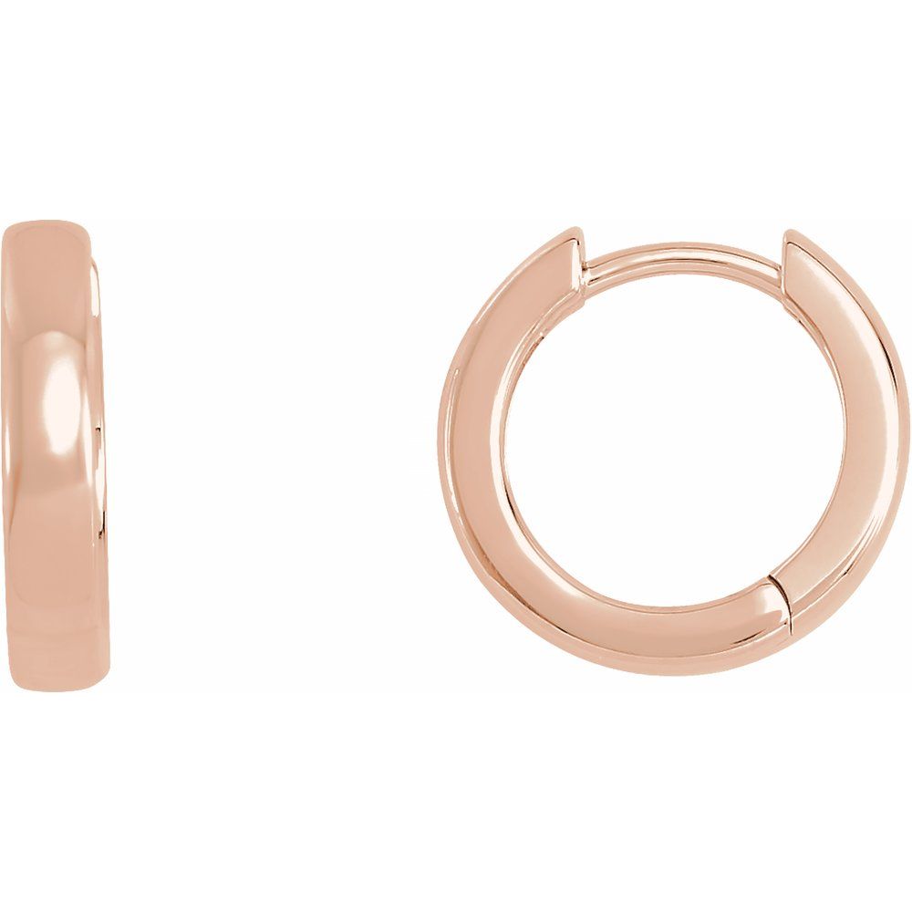 14K Rose Gold 14 mm Hinged Hoop Earrings