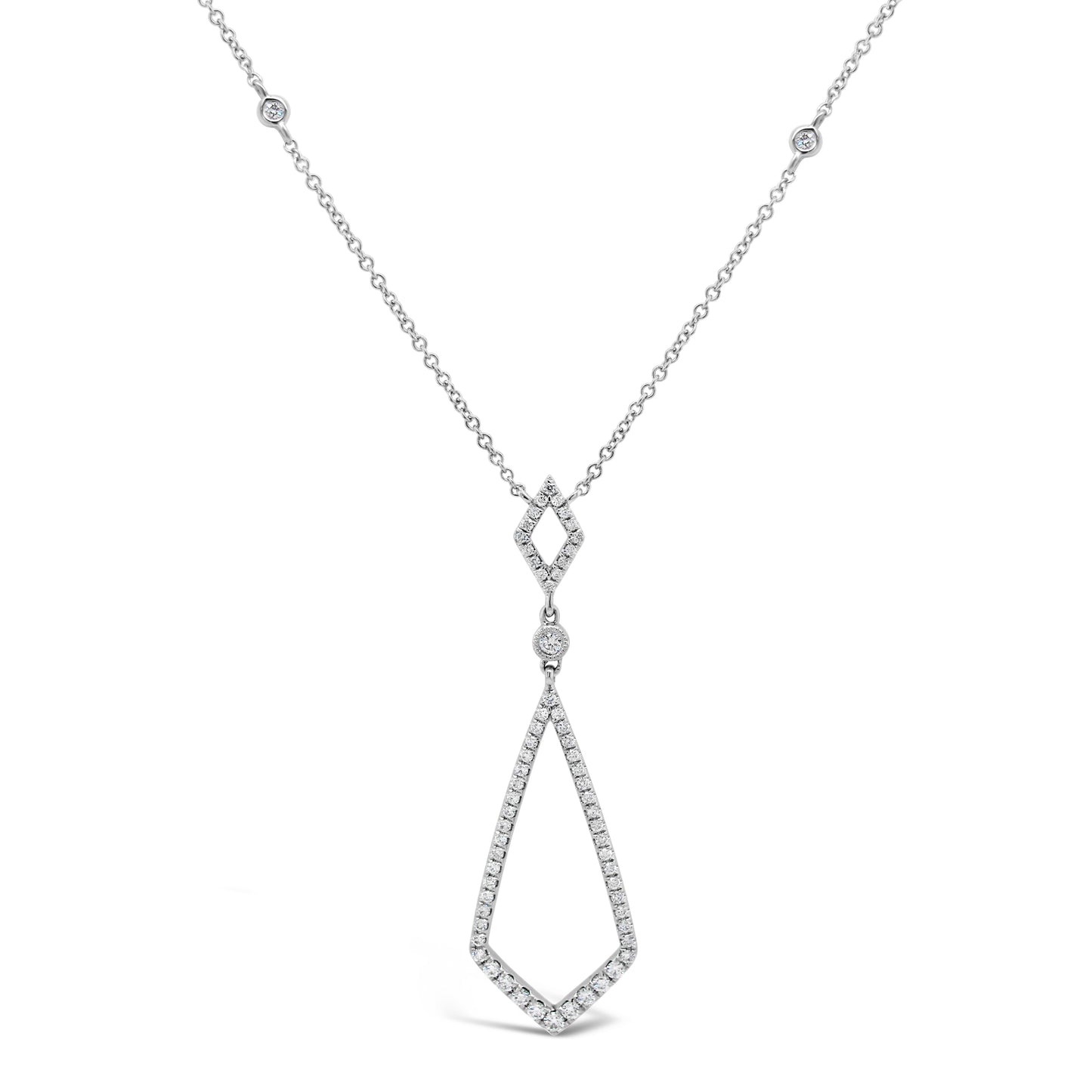 18k White Gold 5/8ct TDW White Diamond Geometric Pendant Necklace
