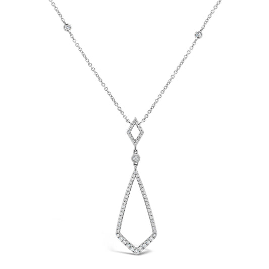 18k White Gold 5/8ct TDW White Diamond Geometric Pendant Necklace