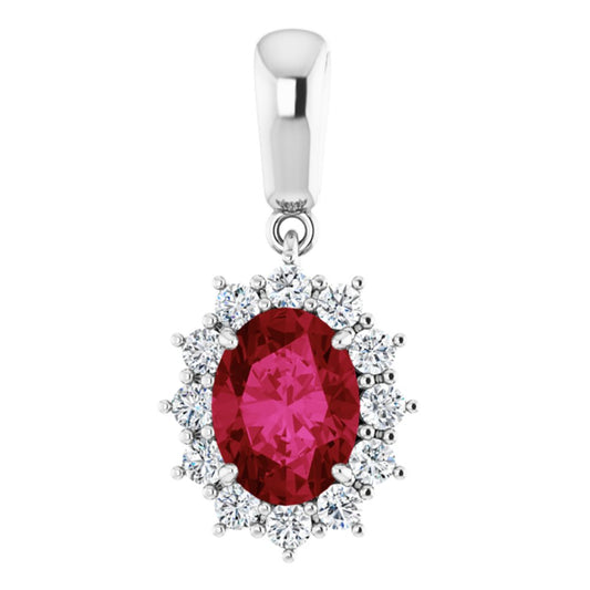 14k White Gold Lab-Grown Ruby & 1/3 CTW Natural Diamond Pendant