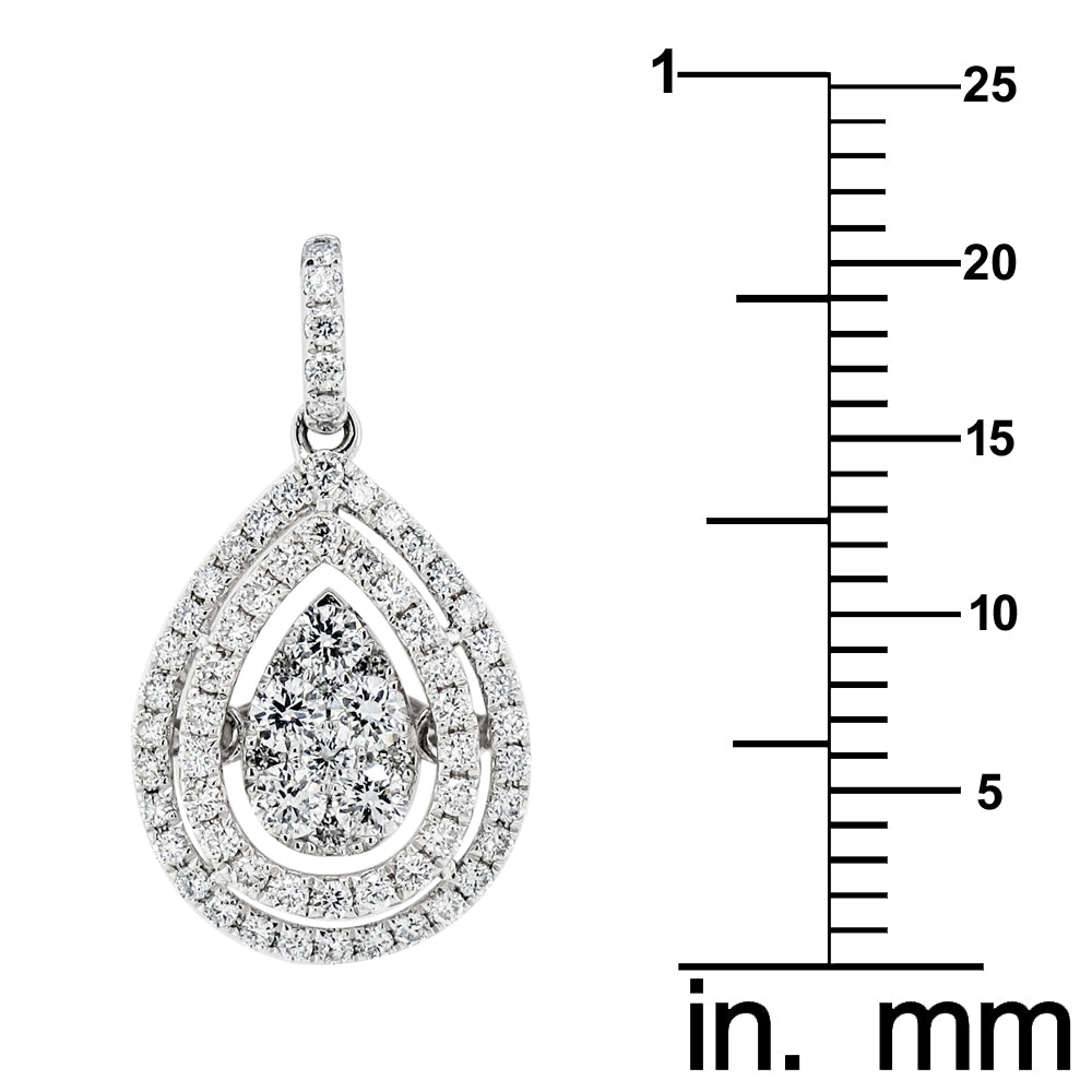 18k White Gold 5/8ct TDW White Diamond Pear Shape Cluster Pendant Necklace